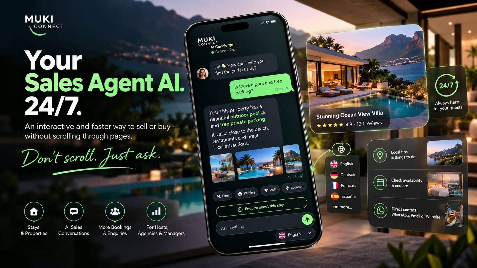 Sales Agent AI shown as a conversational selling experience on mobile